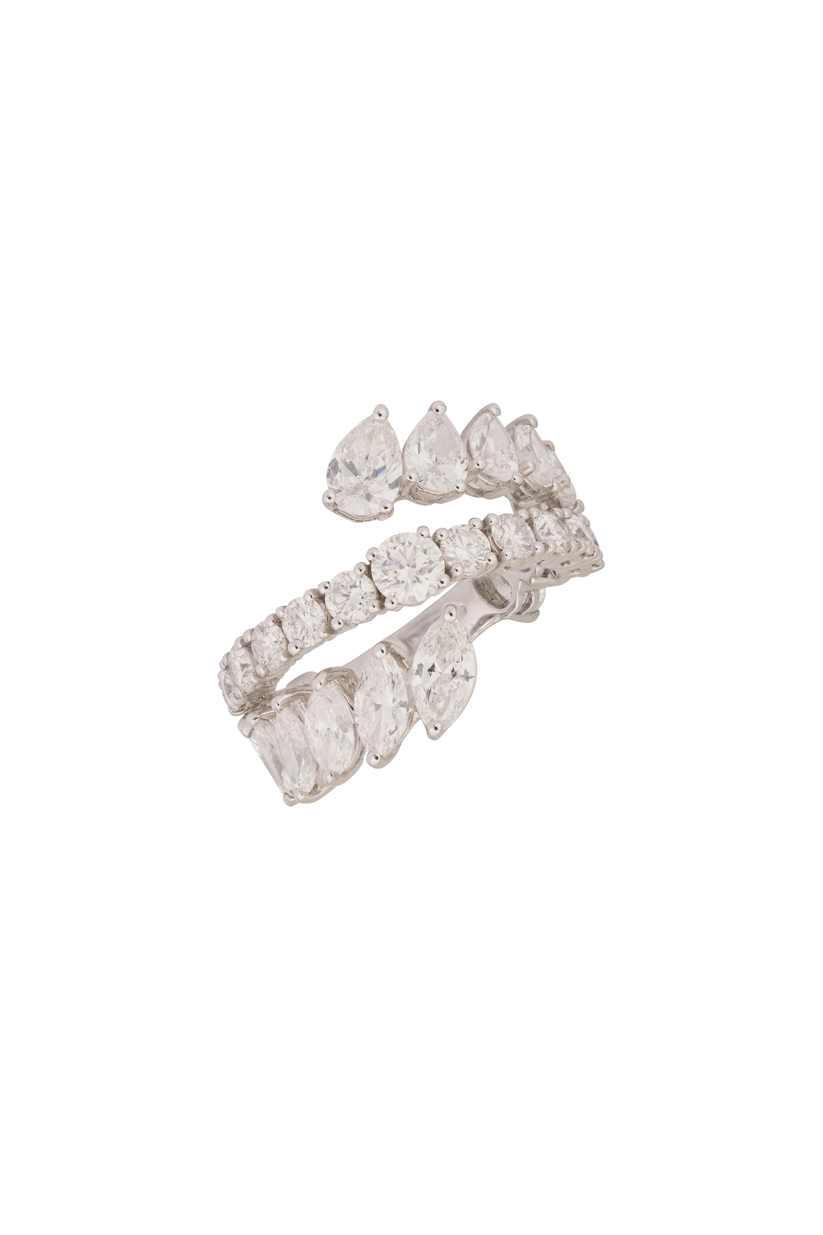 ZYDO - 18k White Gold Diamond Open Ended Ring