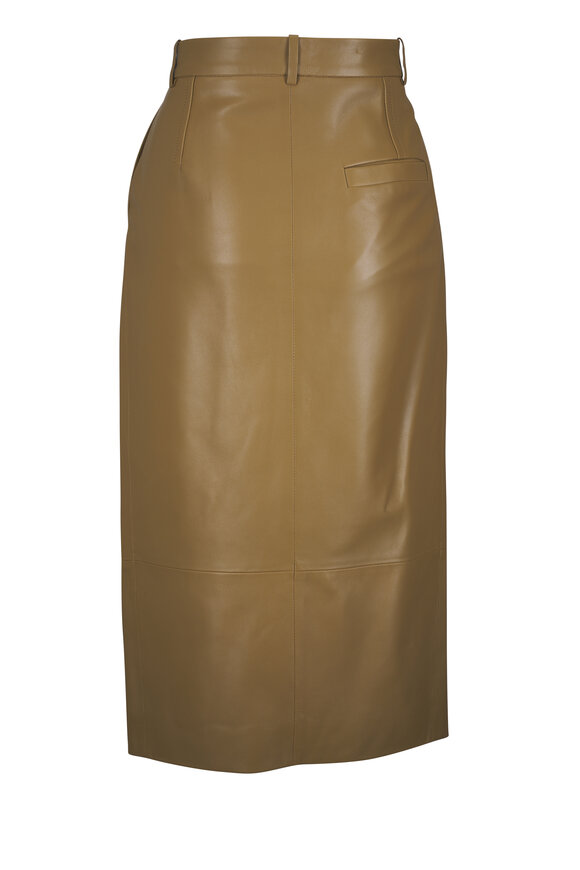 Khaite Anden Golden Ochre Leather Skirt - view 6