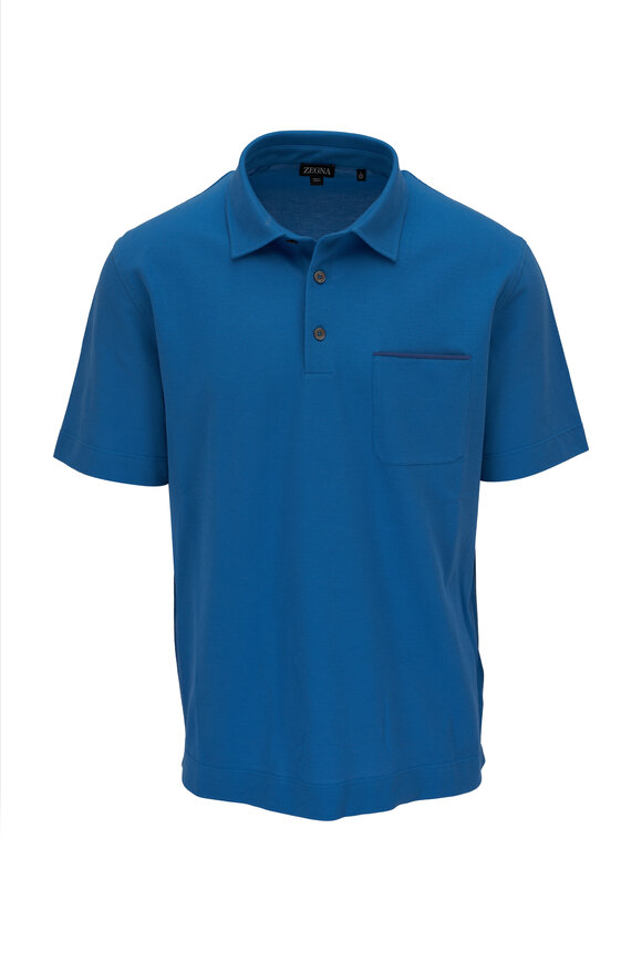 Zegna Royal Blue Cotton Polo