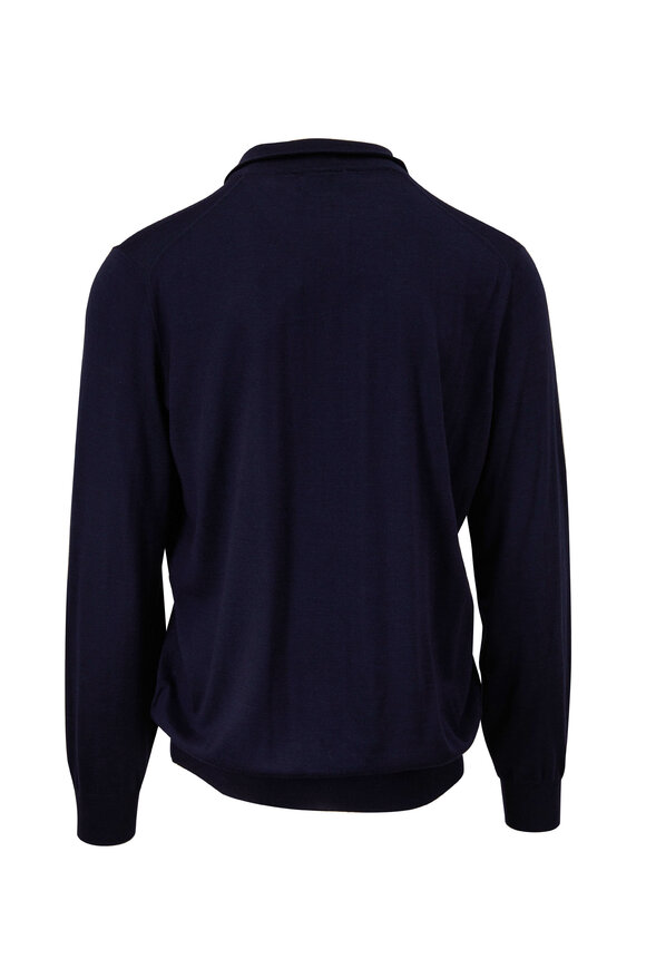 Brunello Cucinelli - Navy Wool & Cashmere Full Zip Sweater