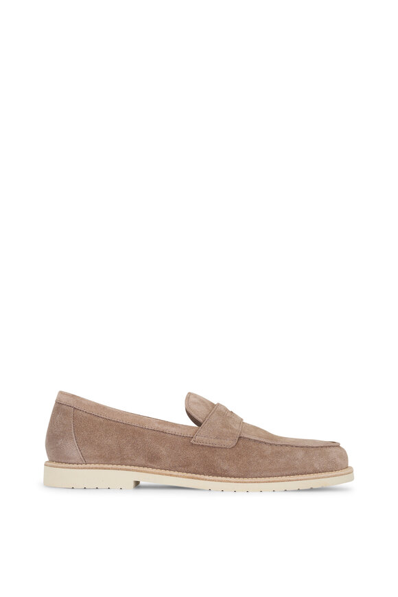 Brunello Cucinelli Sand Suede Penny Loafer - view 3