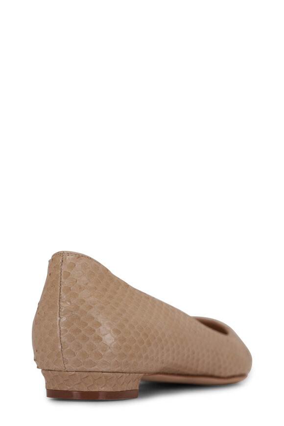 Manolo Blahnik - BB Light Brown Embossed Flat 