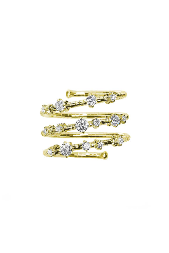 Mattia Cielo 18k Yellow Gold Diamond 3 Row Ring