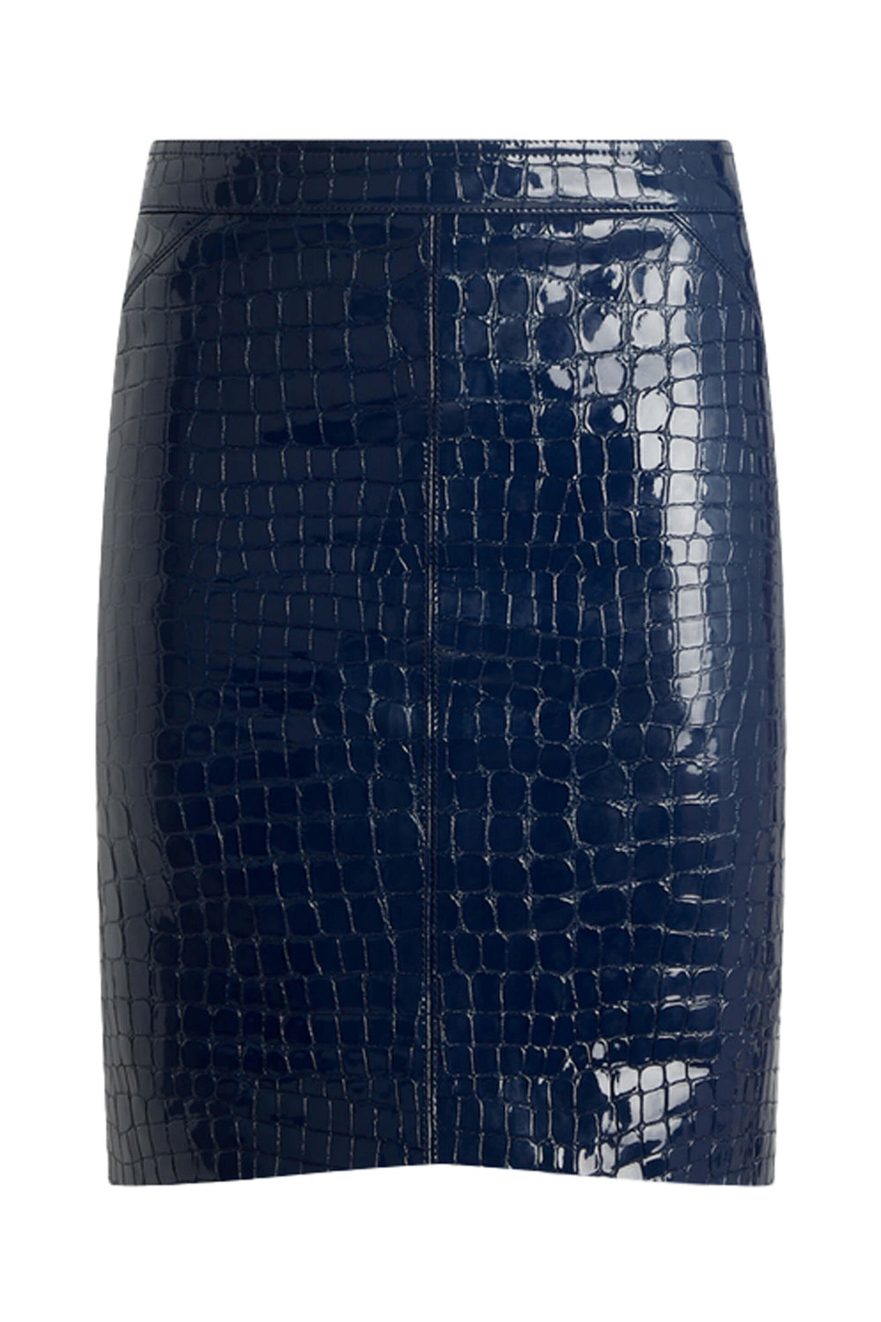 Tom Ford - Deep Blue Crocodile Embossed Leather Skirt