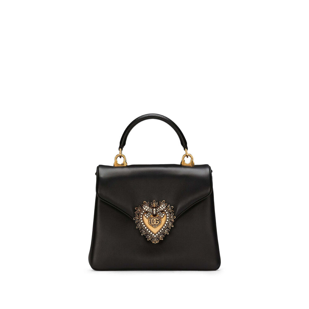 新作【DOLCE&GABBANA】20AW Devotion モルドレレザーバッグ S Dolce & Gabbana - Devotion Leather Tote Bag in Black