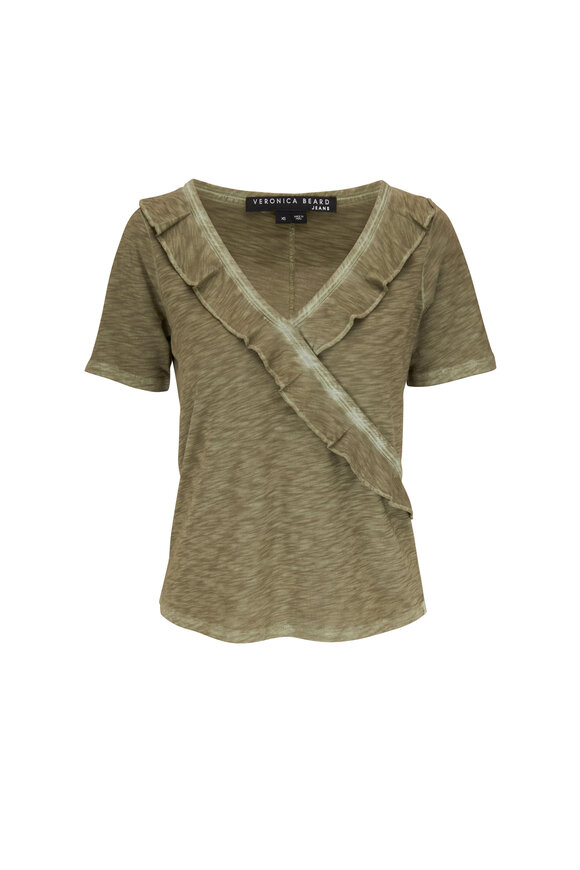 Veronica Beard - Dubois Light Army Green Ruffle T-Shirt