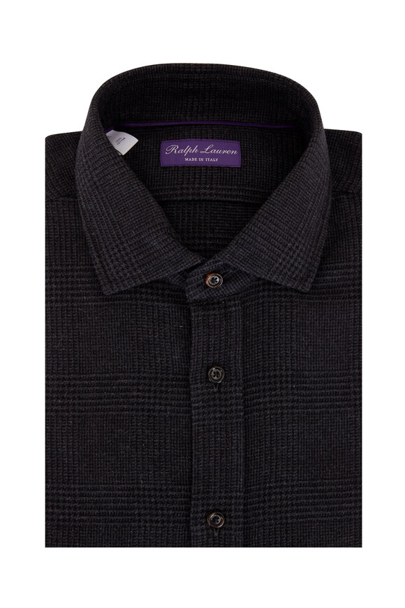 Ralph Lauren Purple Label - Dark Melange Gray Glen Plaid Twill Shirt