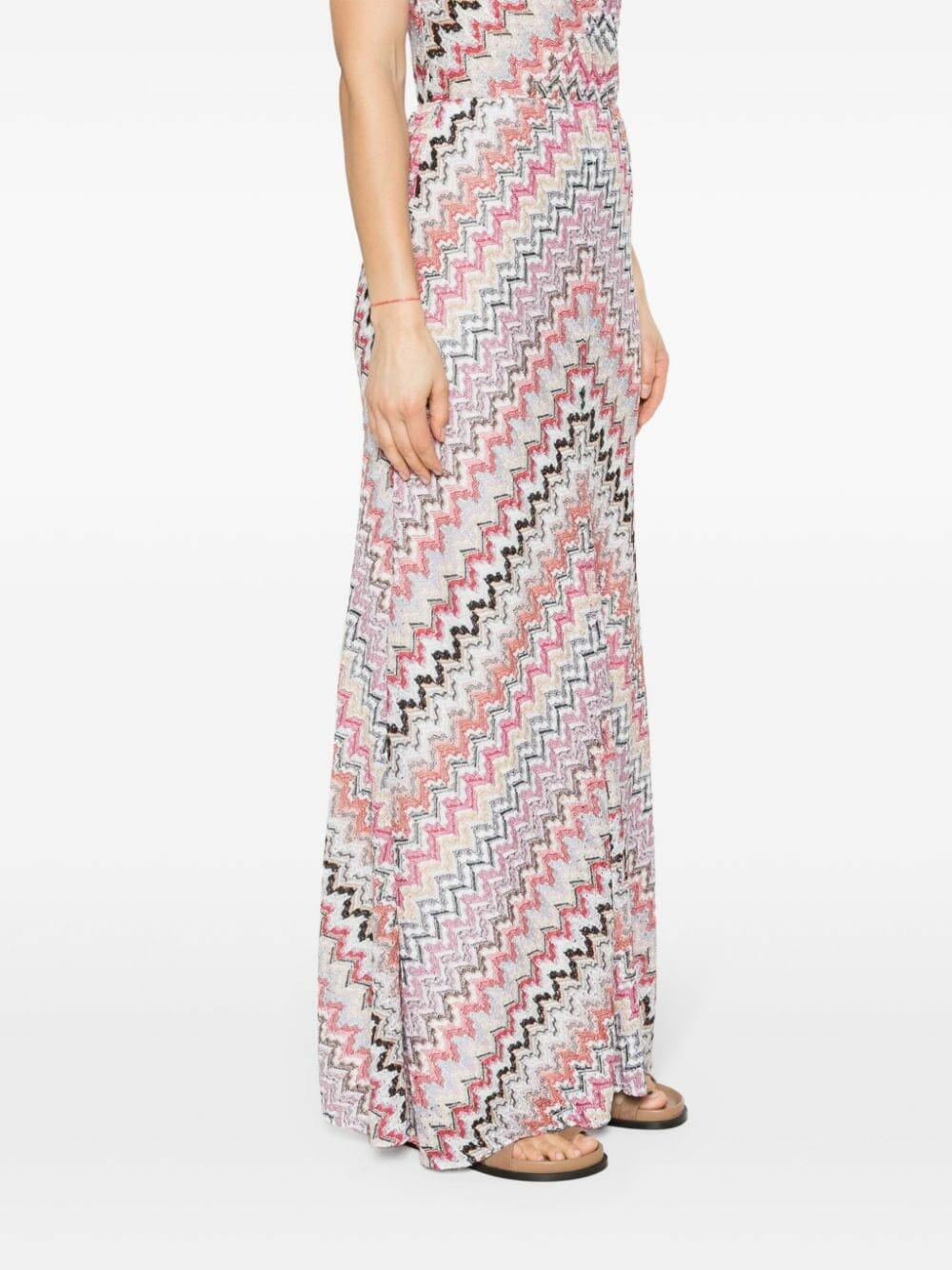 Missoni - Pink Multi Wavy Zig Zag Lamé Maxi Skirt