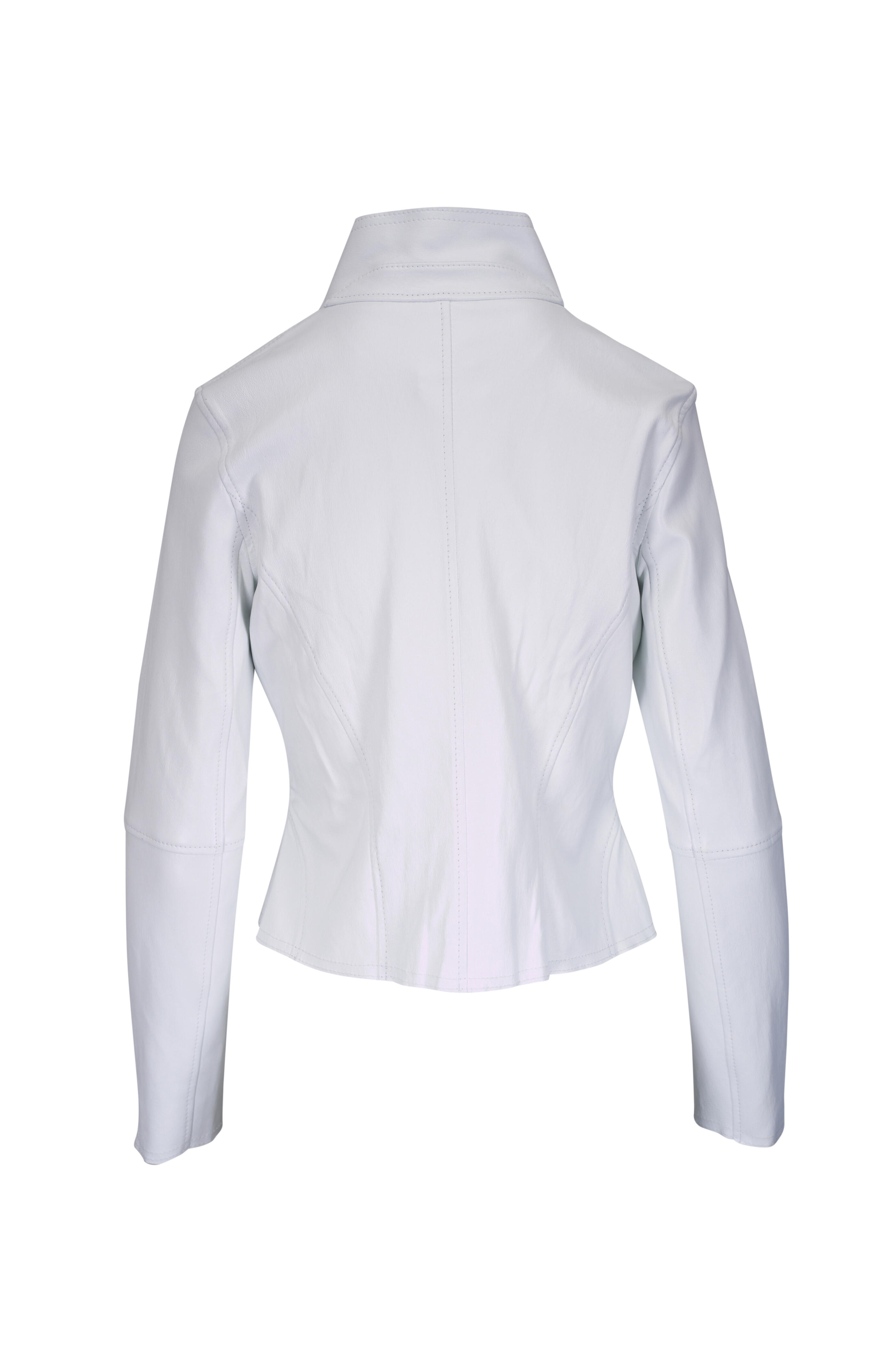 KZ_K Studio - Moto Drape Off White Leather Jacket