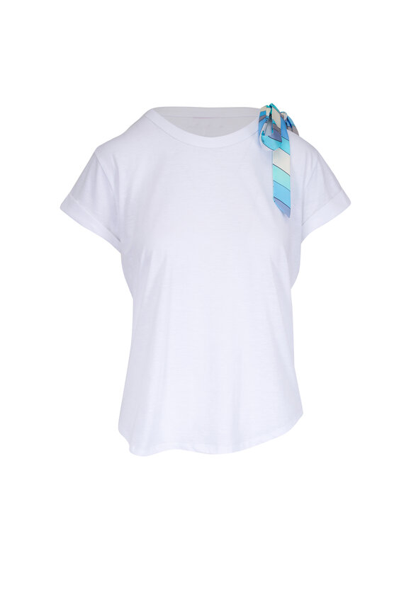 Pucci - White Iride Print Bow Cotton T-Shirt