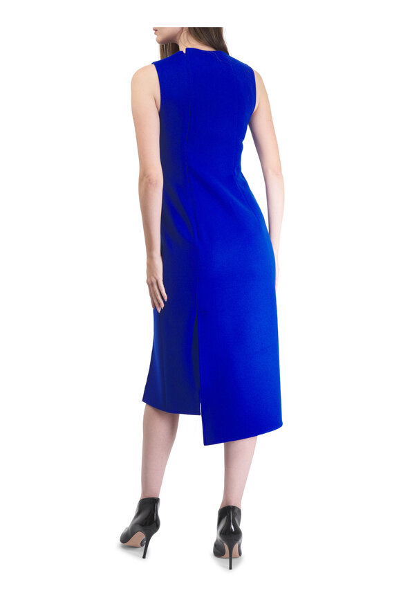 Akris Royal Blue Asymmetric Double-Face Wool Dress - view 3
