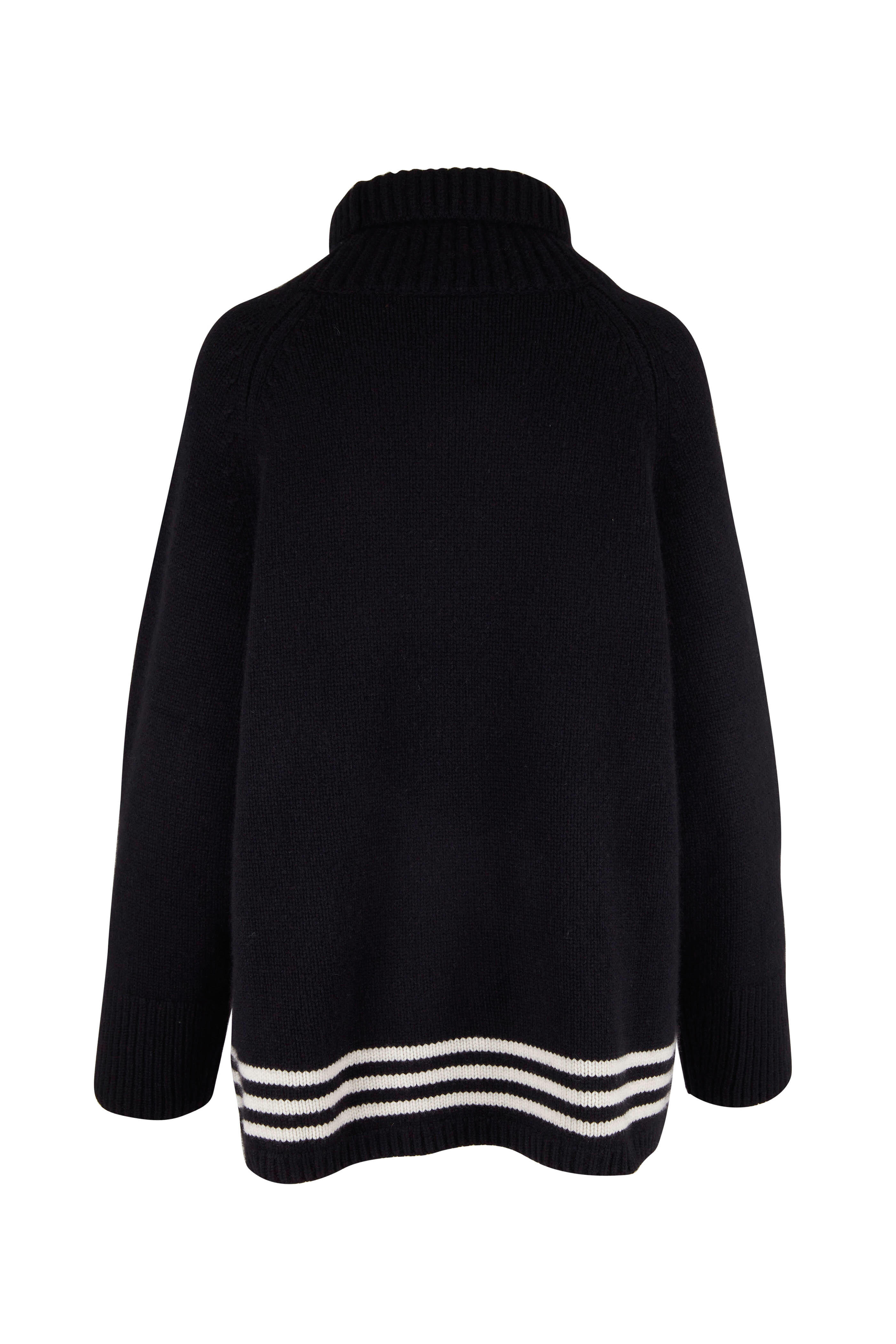 KHAITE 売れ筋商品|||カイト ニット&セーター アウター レディース Turtlenecks Black Khaite - Sonya Black & Cream Stripe Turtleneck Sweater