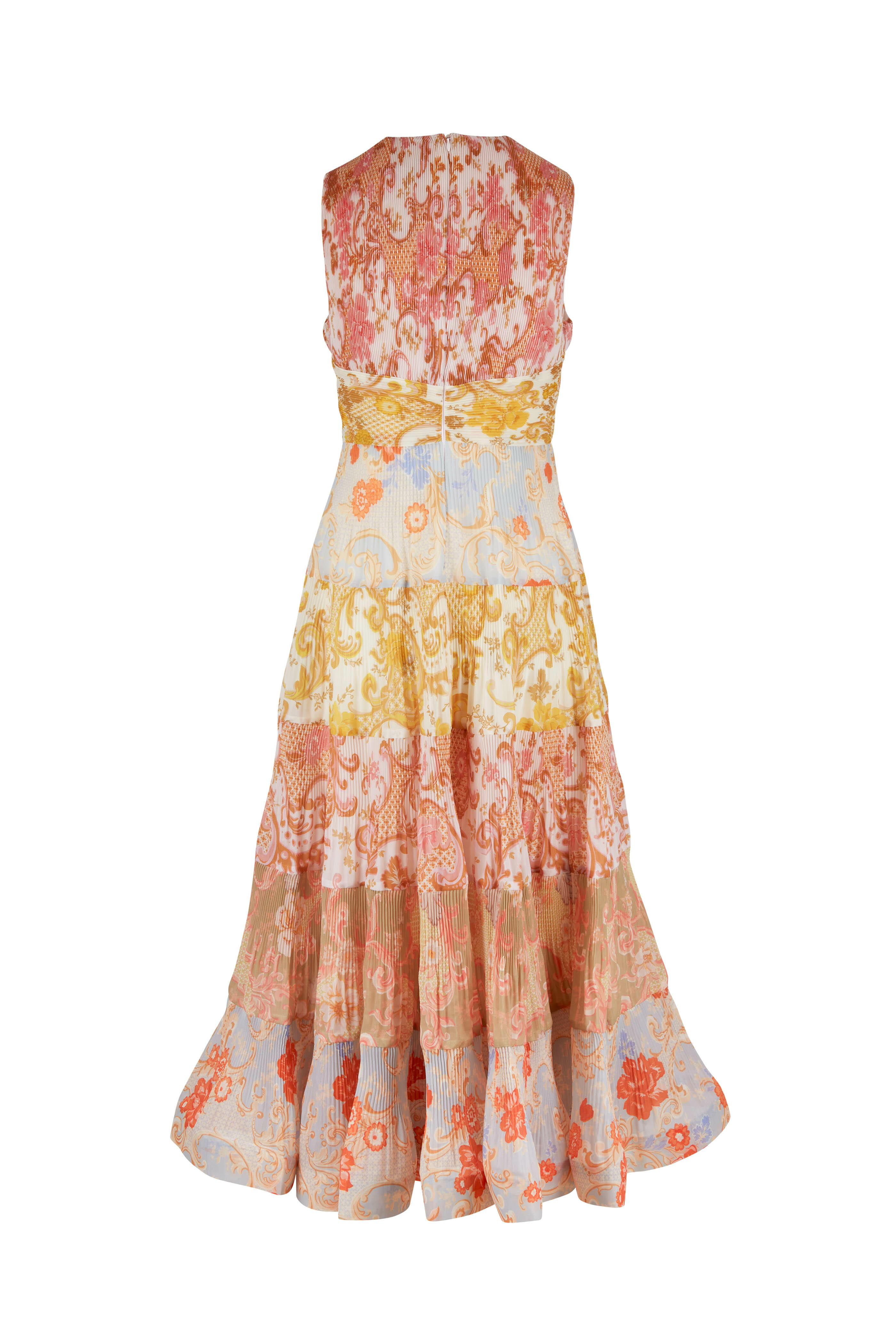 Zimmermann - Postcard Multicolor Sleeveless Pleated Midi Dress