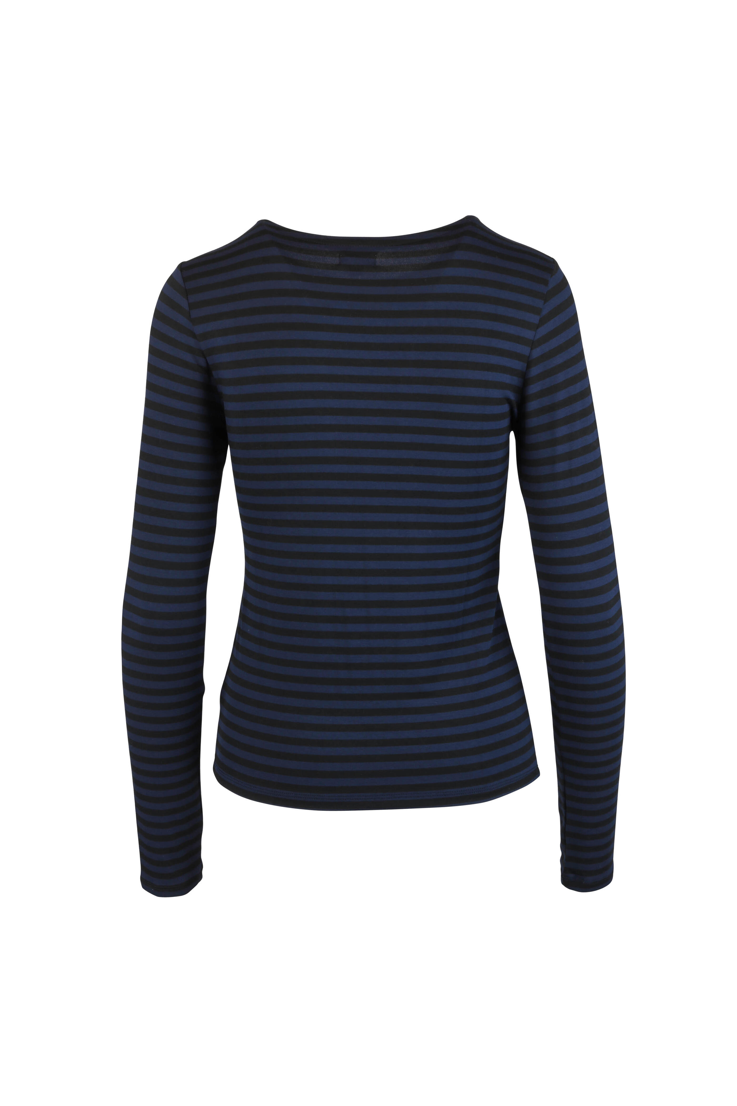 L'Agence - Tess Navy Blue Striped Long Sleeve T-Shirt