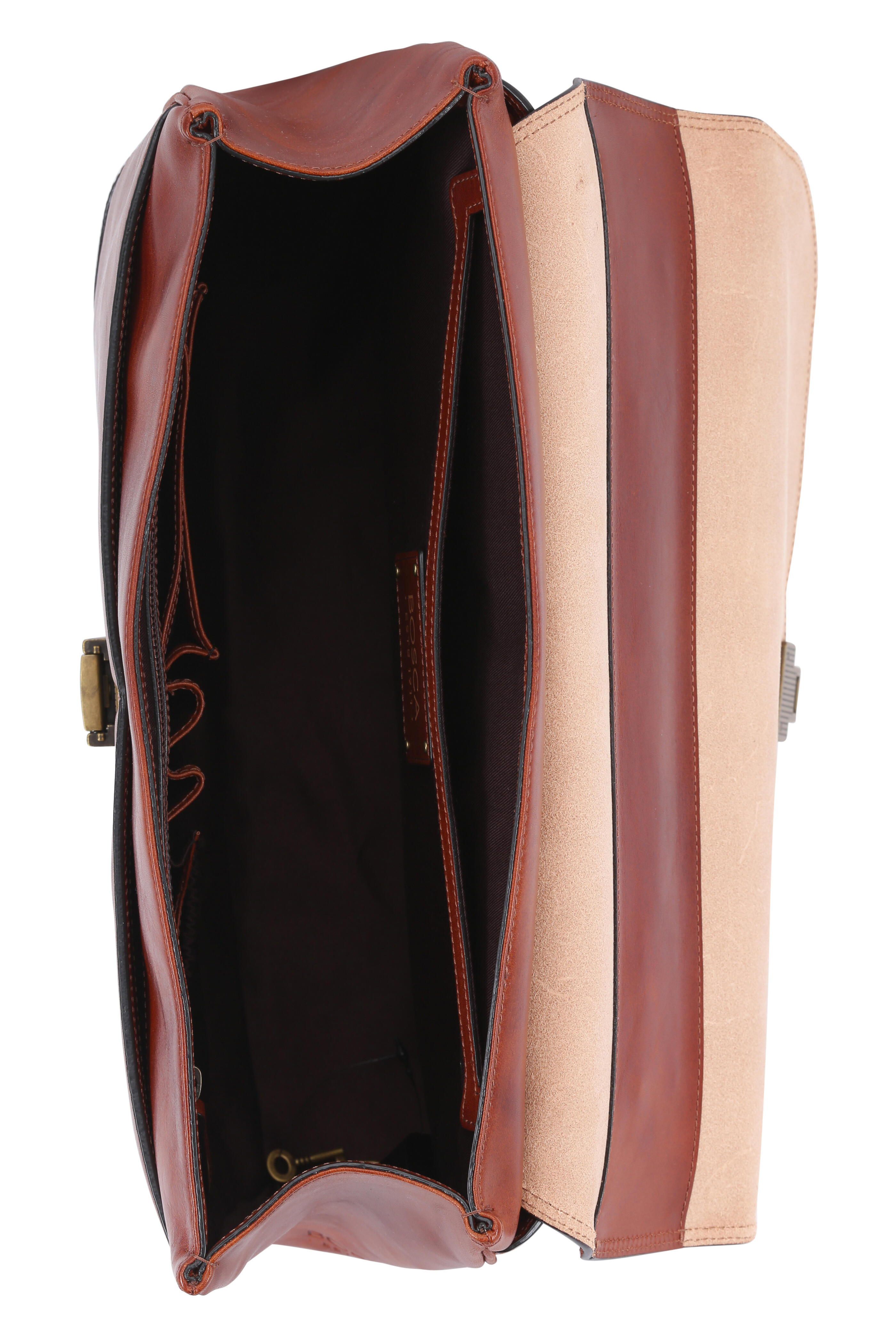 Bosca - Hand Stained Amber Leather Flap Front Briefcase