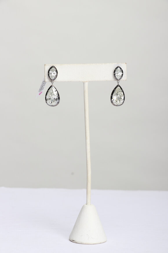 Louis Newman Black Bexel Diamond Drop Earrings