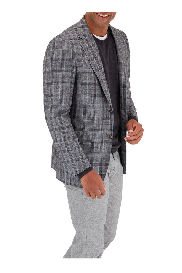 Canali - Light Gray & Navy Blue Glenplaid Wool Sportcoat