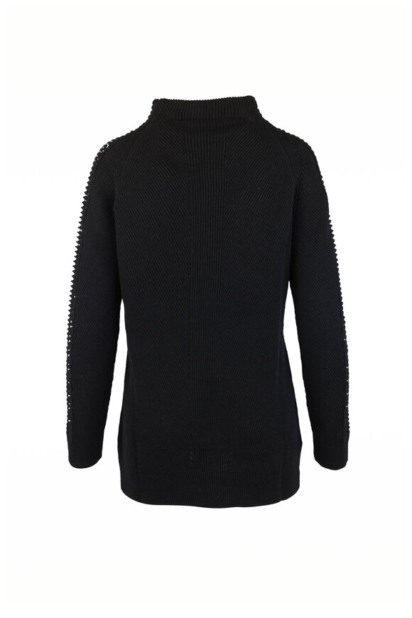 D.Exterior - Black Cashmere, Silk & Wool Macrame Sweater 
