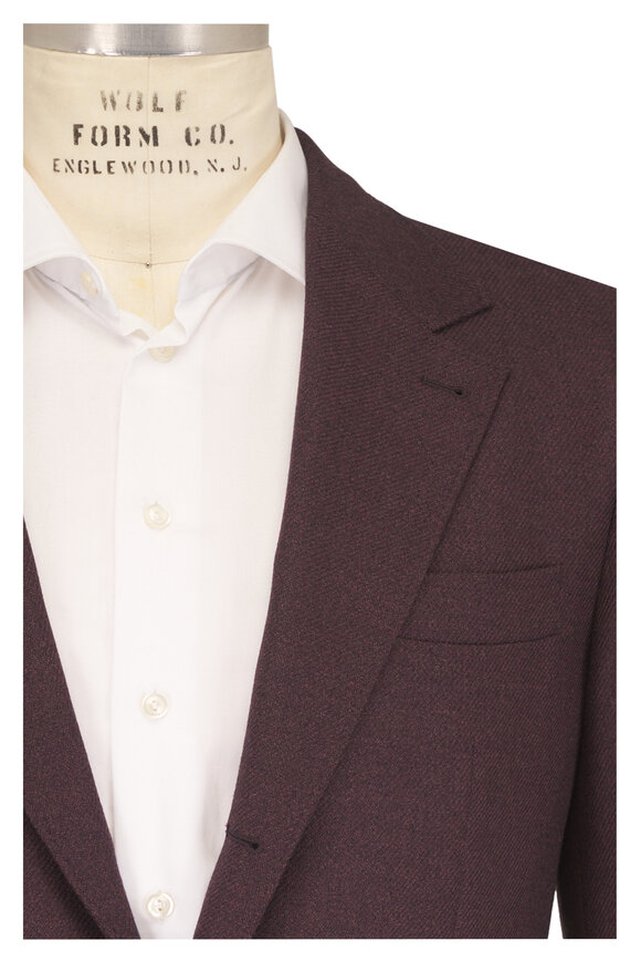 Brunello Cucinelli Prune Single Breasted Wool Mouline Sportcoat - view 1