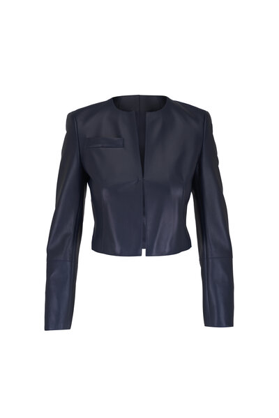 アクリス　ジャケット Akris - Blue Iridescent Silk Techno Jacket | Mitchell Stores