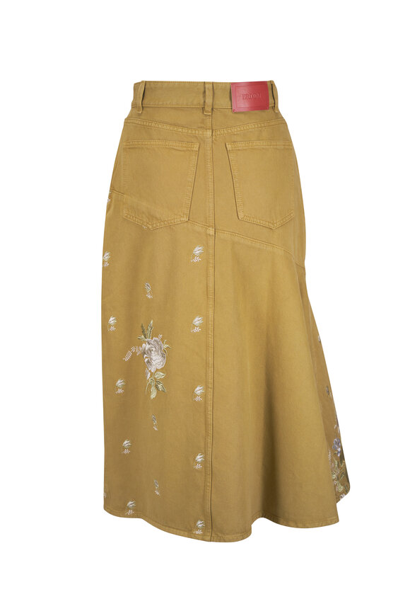 Erdem Embroidered Cumin Denim Midi Skirt - view 2
