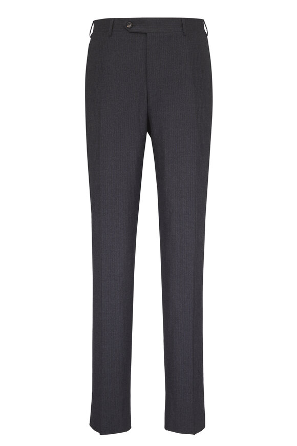 Canali Gray Navy Flannel Wool Suit - view 4