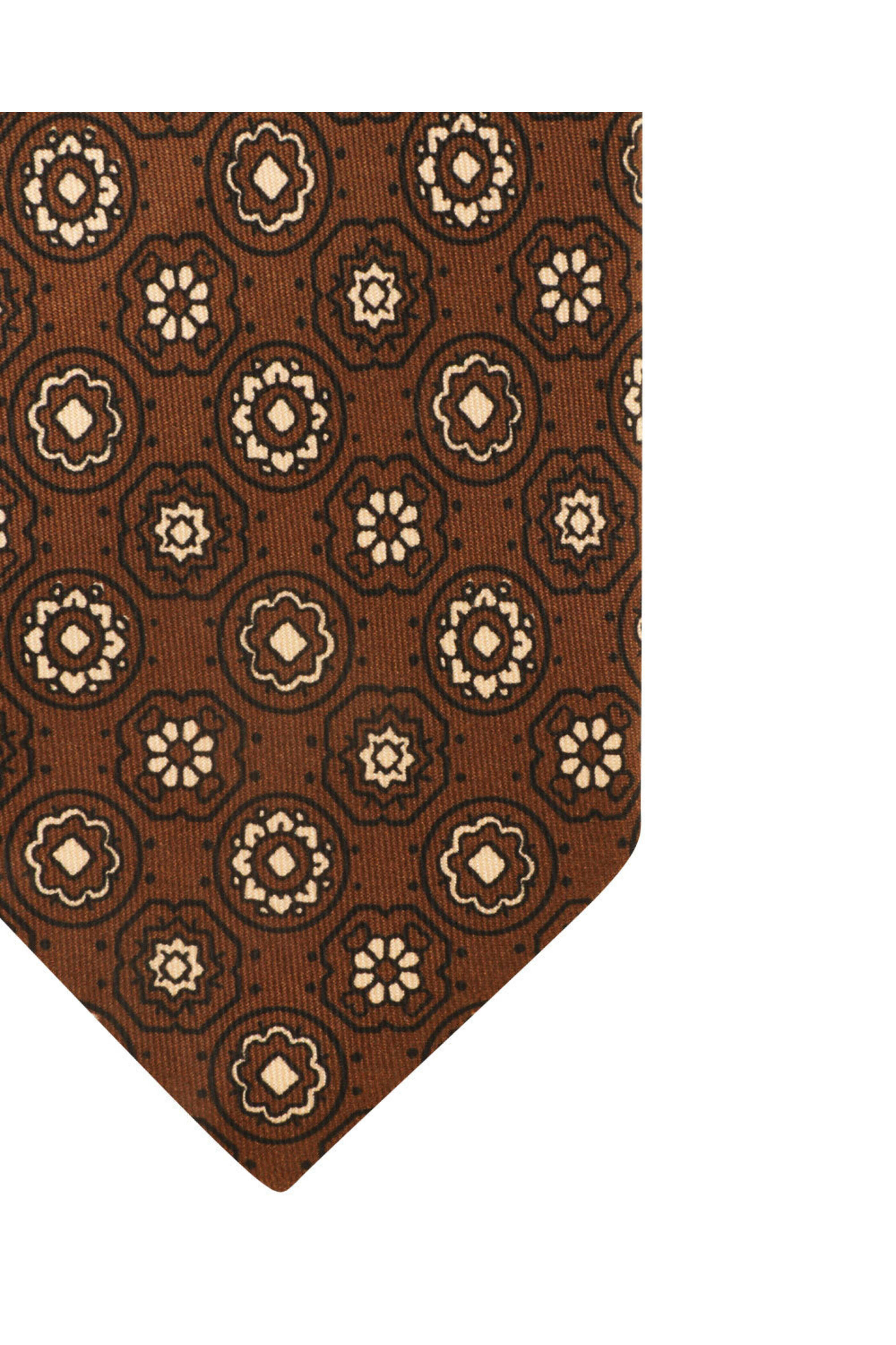 Cesare Attolini - Brown and Navy Medallion Silk Tie