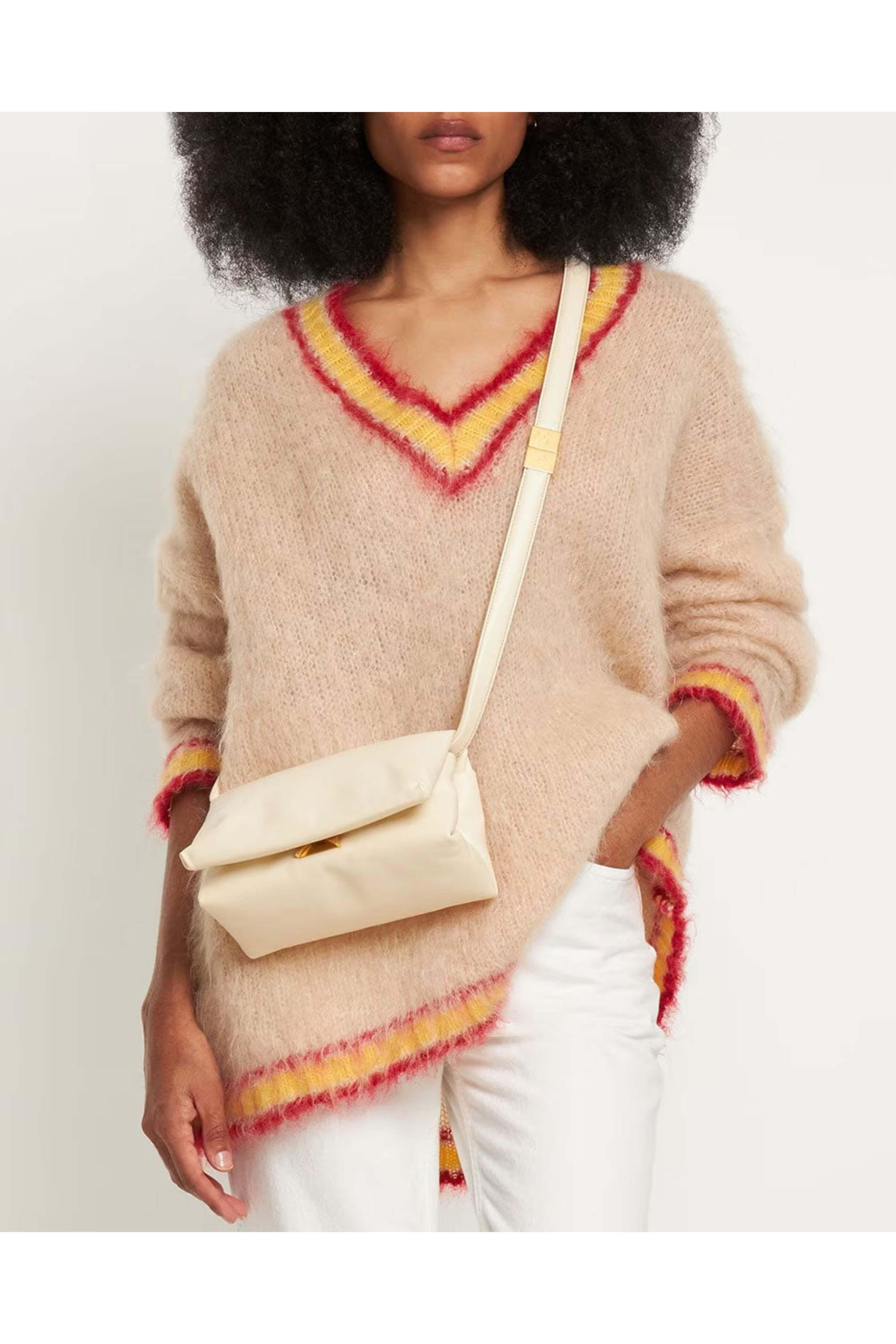 Marni - Prisma Small Leather Crossbody Bag in Ivory