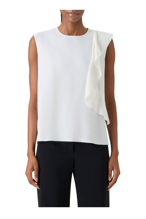 Akris Punto Cream Flounce Laser Cut Crepe Blouse - view 2