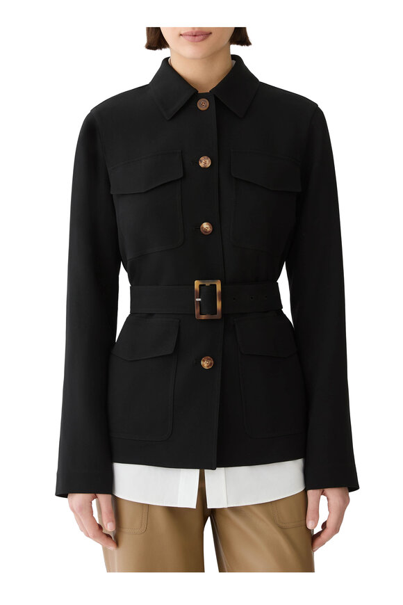 Lafayette 148 New York Black Finesse Crepe Belted Shirt Jacket - view 2