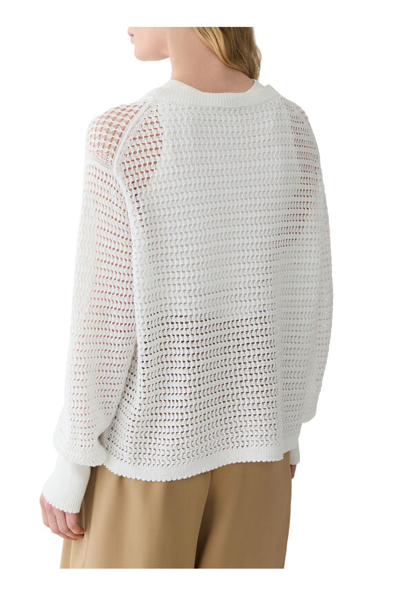 Lafayette 148 New York White Cotton Rope Fine Open Knit Sweater - view 3