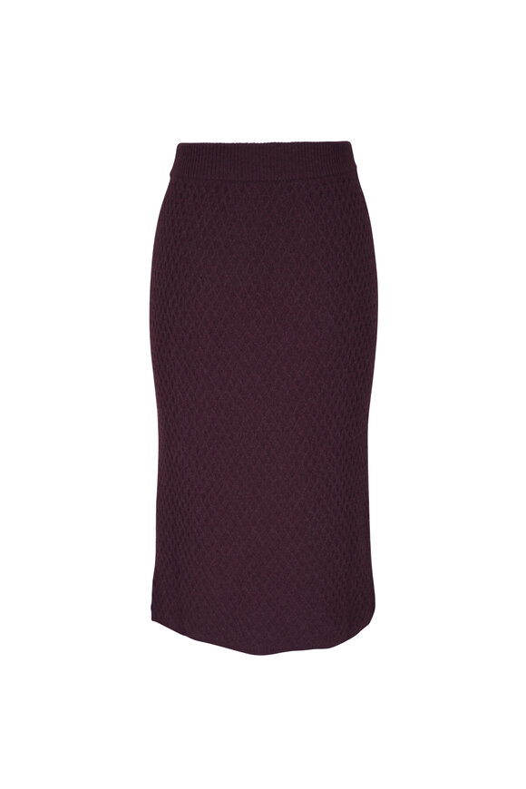 Agnona - Honeycomb Knit Brown Pencil Skirt