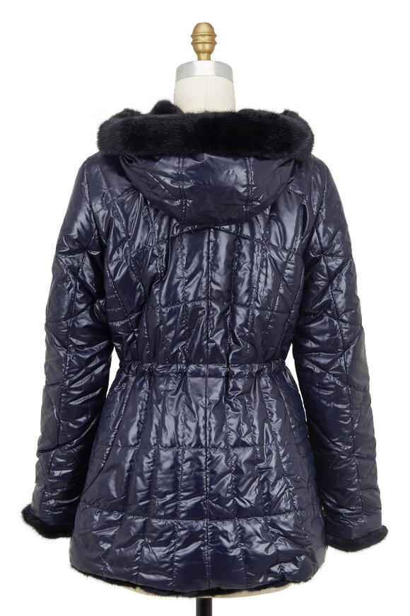 Viktoria Stass - Blue Mink & Quilted Puffer Reversible Coat