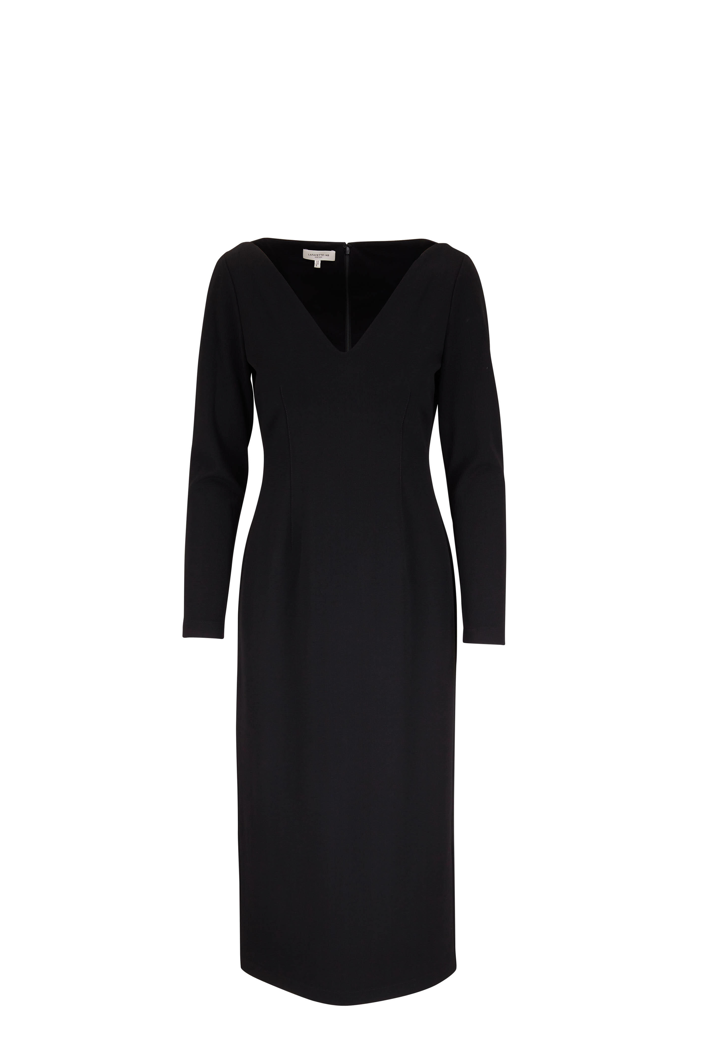 Lafayette 148 New York - Black Slim Portrait Neck Dress