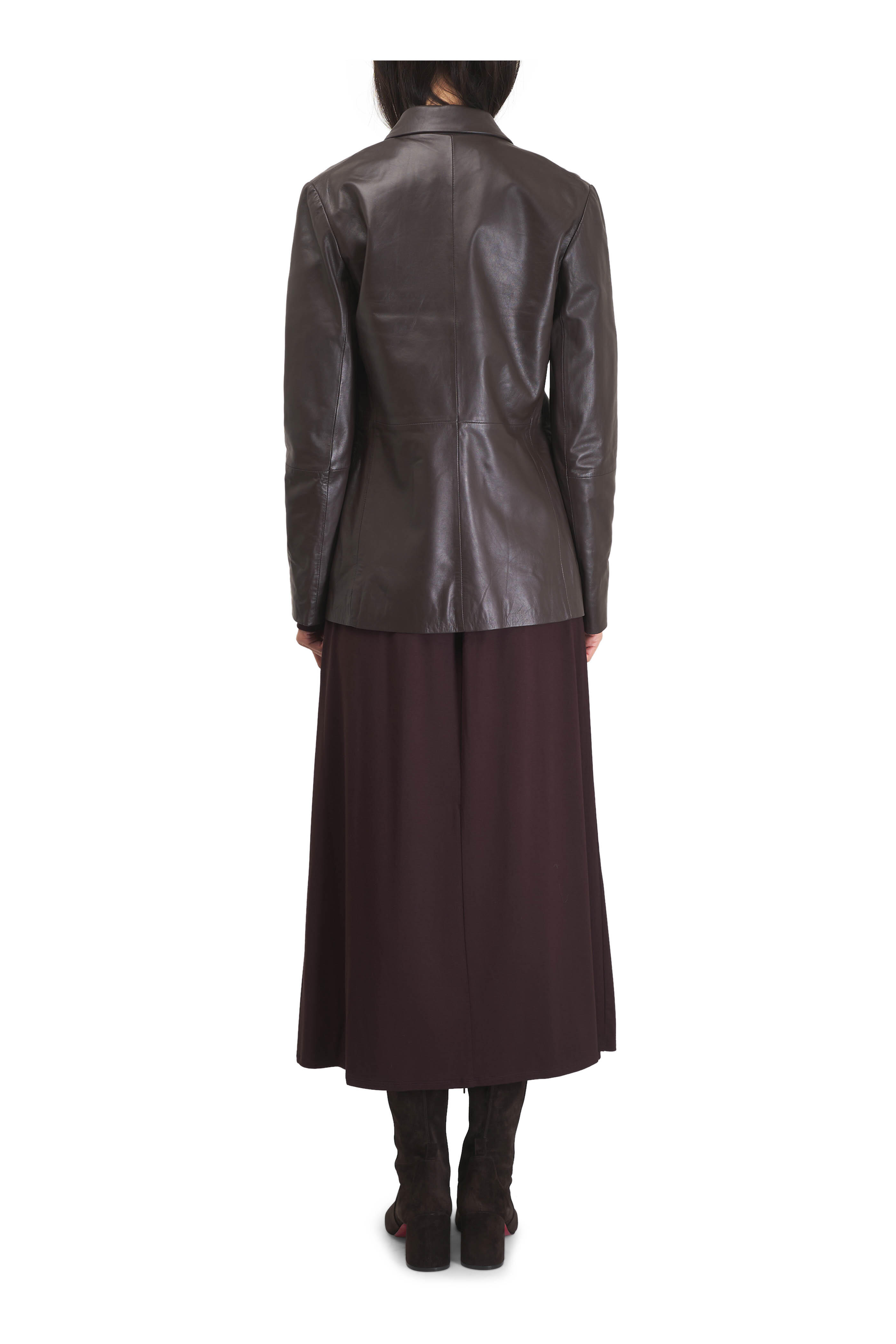 Antonelli - Chocolate Double-Breasted Leather Blazer