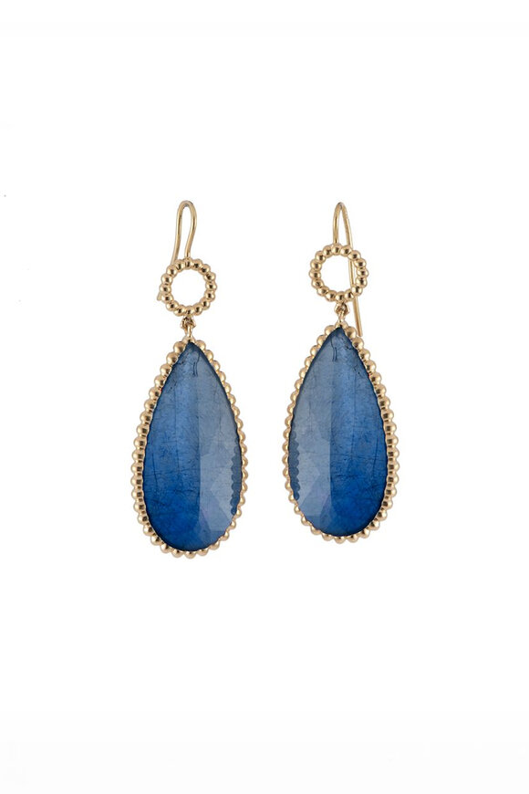 Sylva & Cie Elong Sapphire Quartz Teardrop Earrings