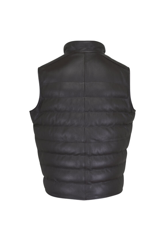 Peter Millar Crown Crafted Espresso Brown Leather Vest - view 2