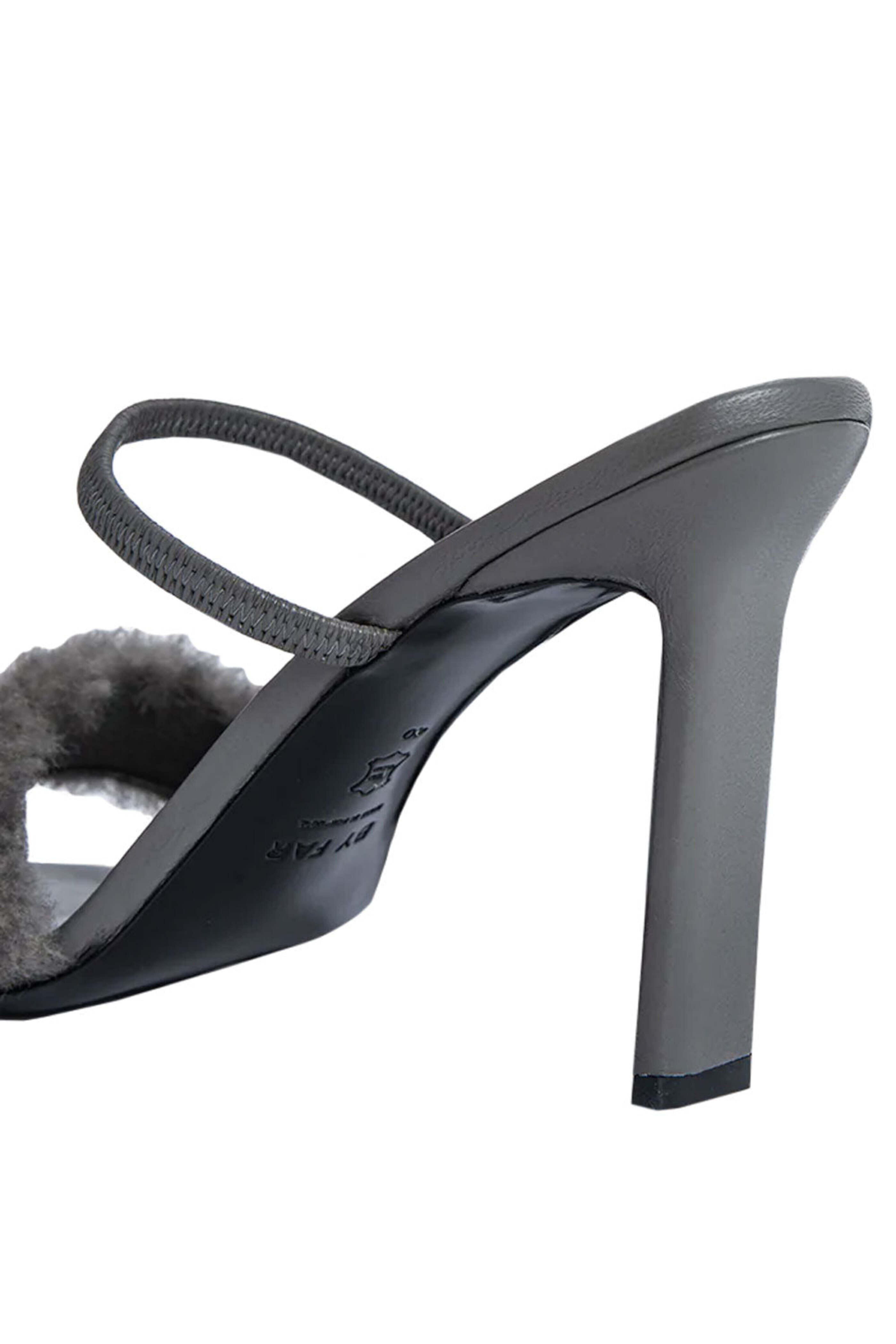 By Far - Ada Shearling Sandal in Cement