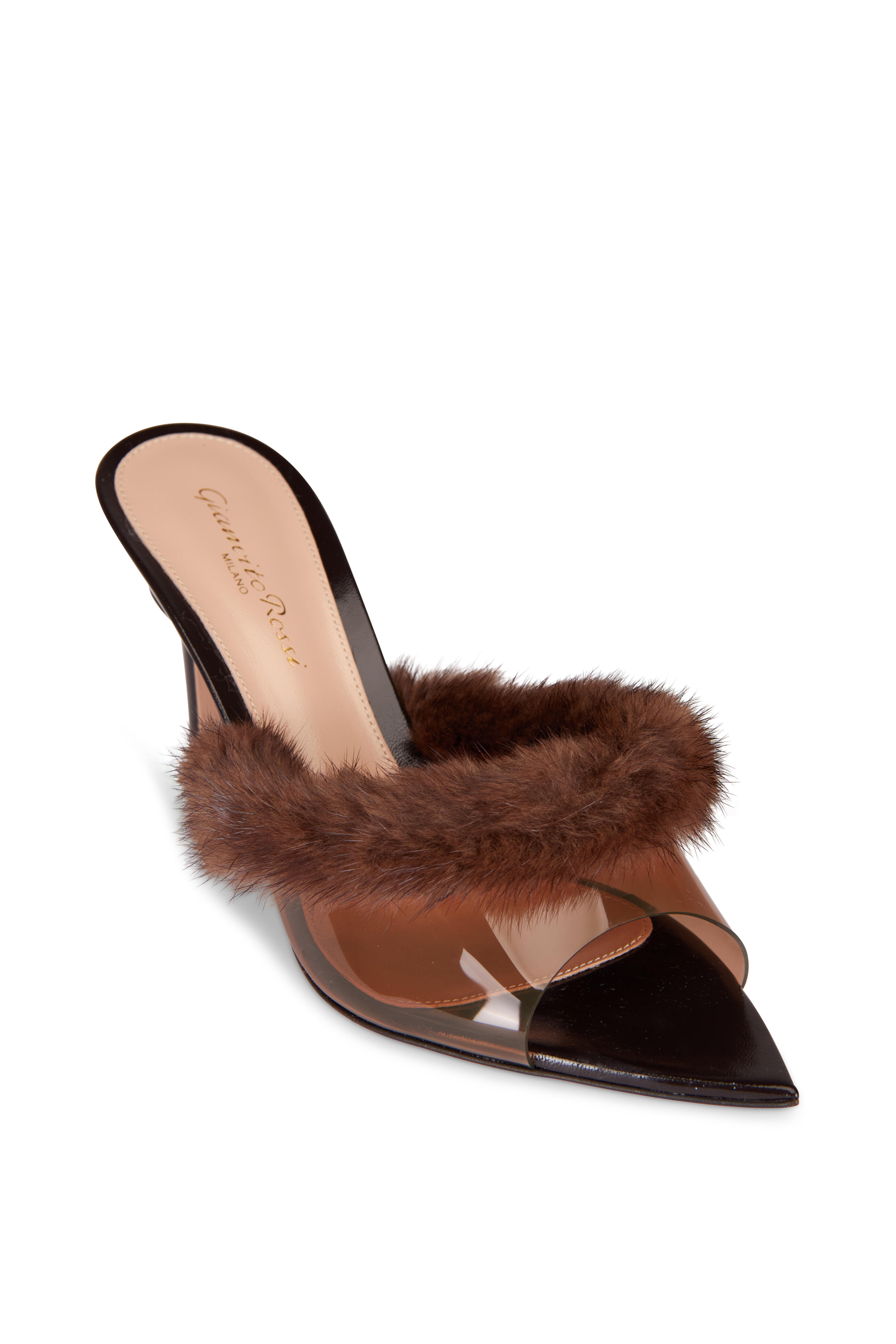 Gianvito Rossi - Moka Transparent Mule, 95mm - view 1