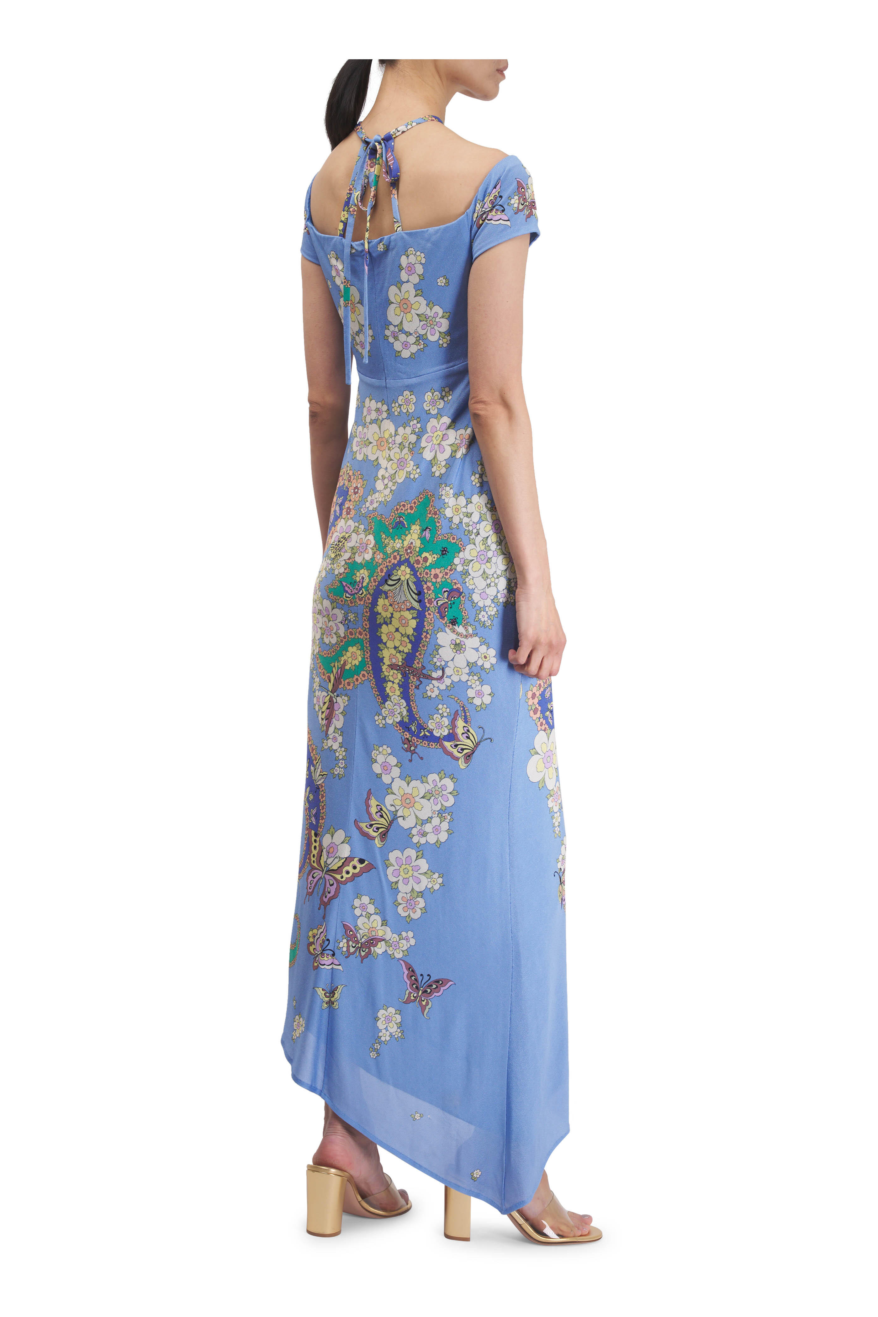 ワンピース Etro Dresses Blue Etro Pleated Blue Bouquet Puff-Sleeve Shirtdress | Neiman Marcus