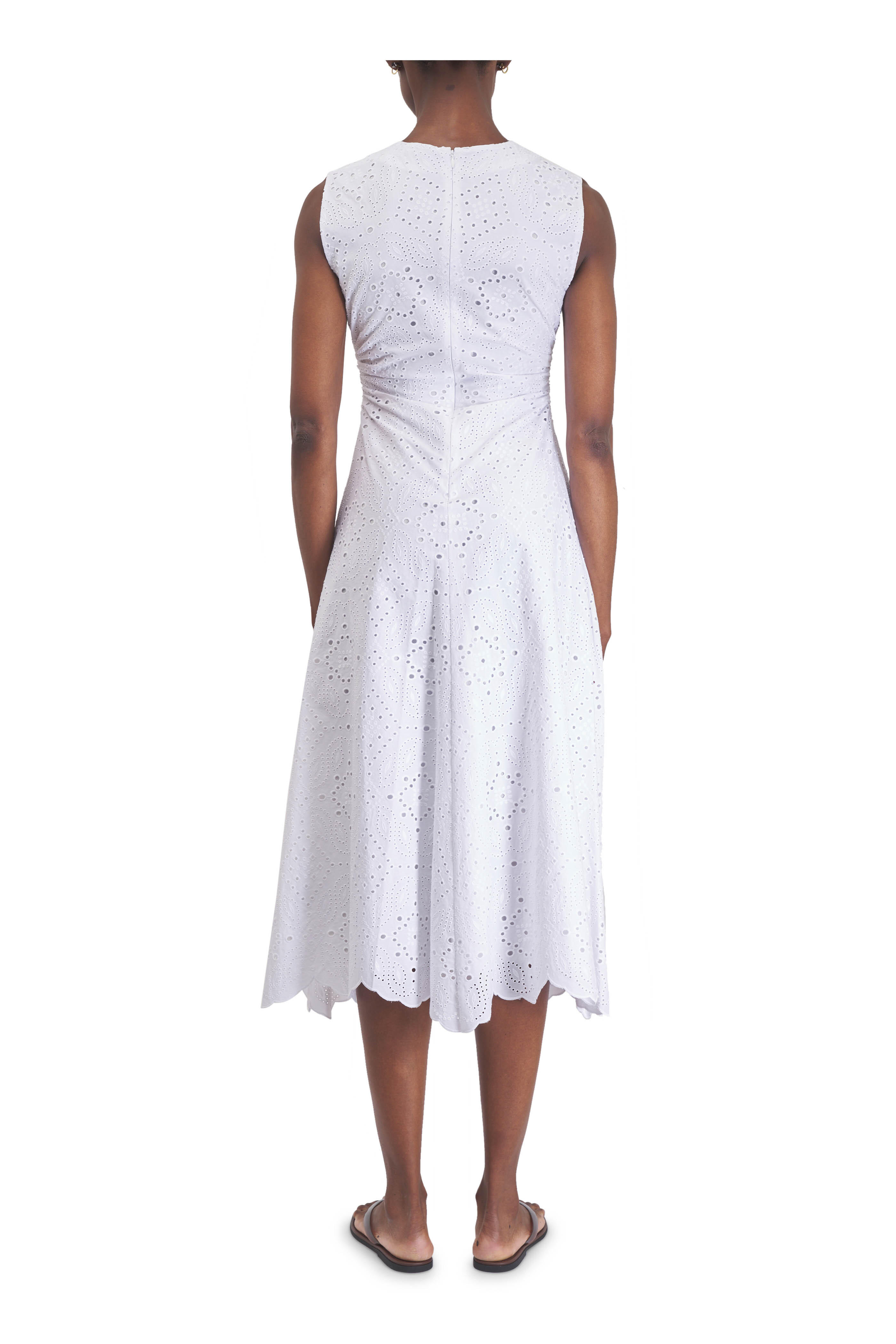 Veronica Beard - Aven White Eyelet V-Neck Dress