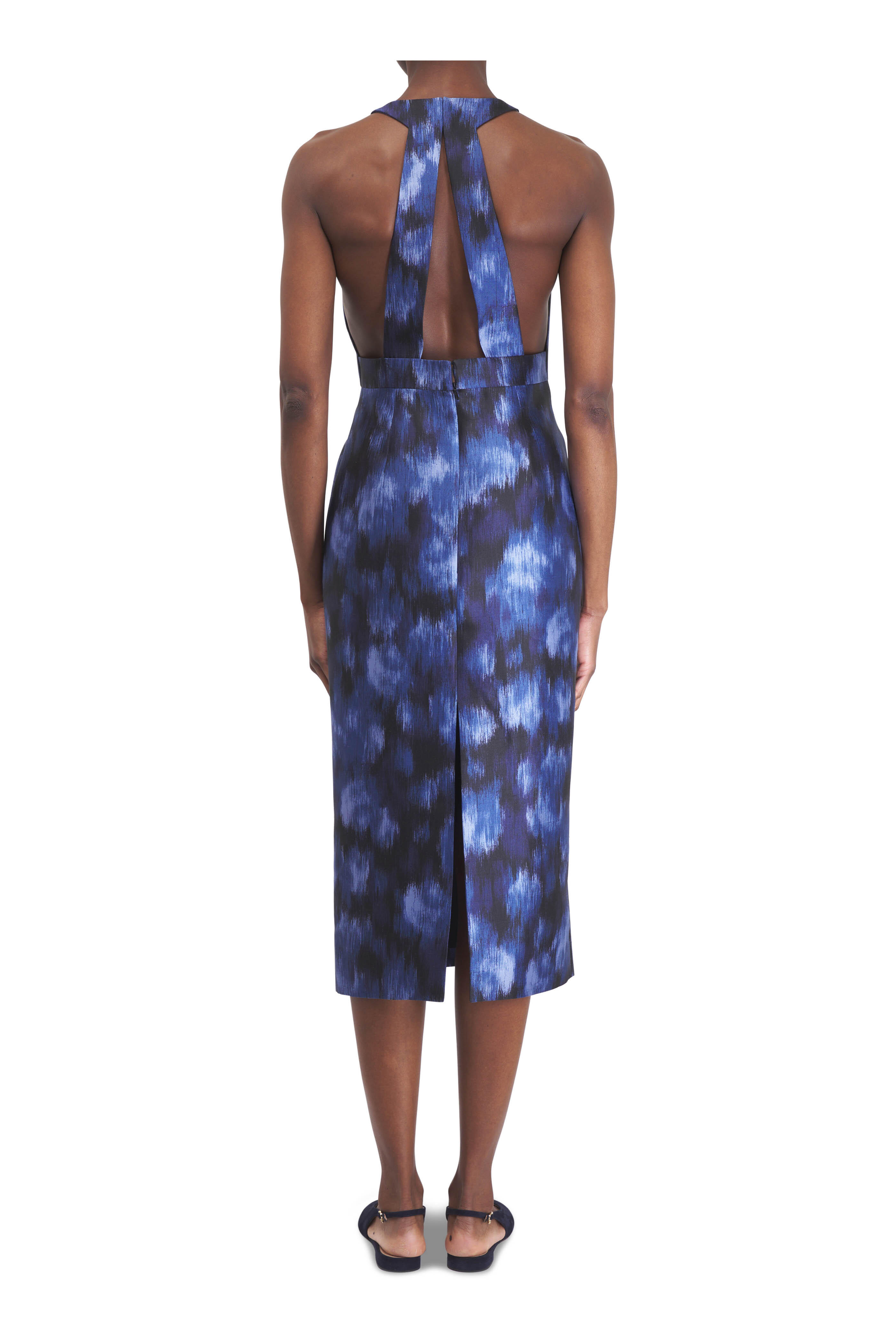 Michael Kors Collection - Floral Chiné Silk & Wool Shantung Halter Dress