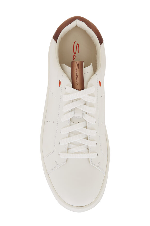 Santoni - Part White & Brown Leather Sneaker