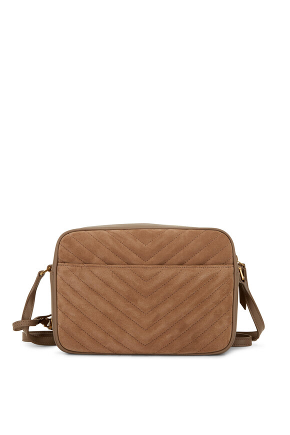 Saint Laurent - Lou Taupe Quilted Suede Camera Bag