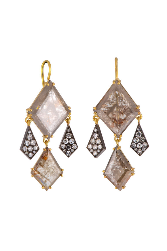 Sylva & Cie 18k Yellow Gold Diamond Slice Drop Earring - view 1