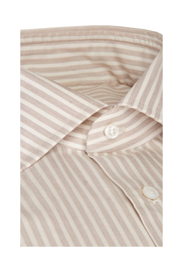 Cesare Attolini Khaki Stripe Sport Shirt - view 2