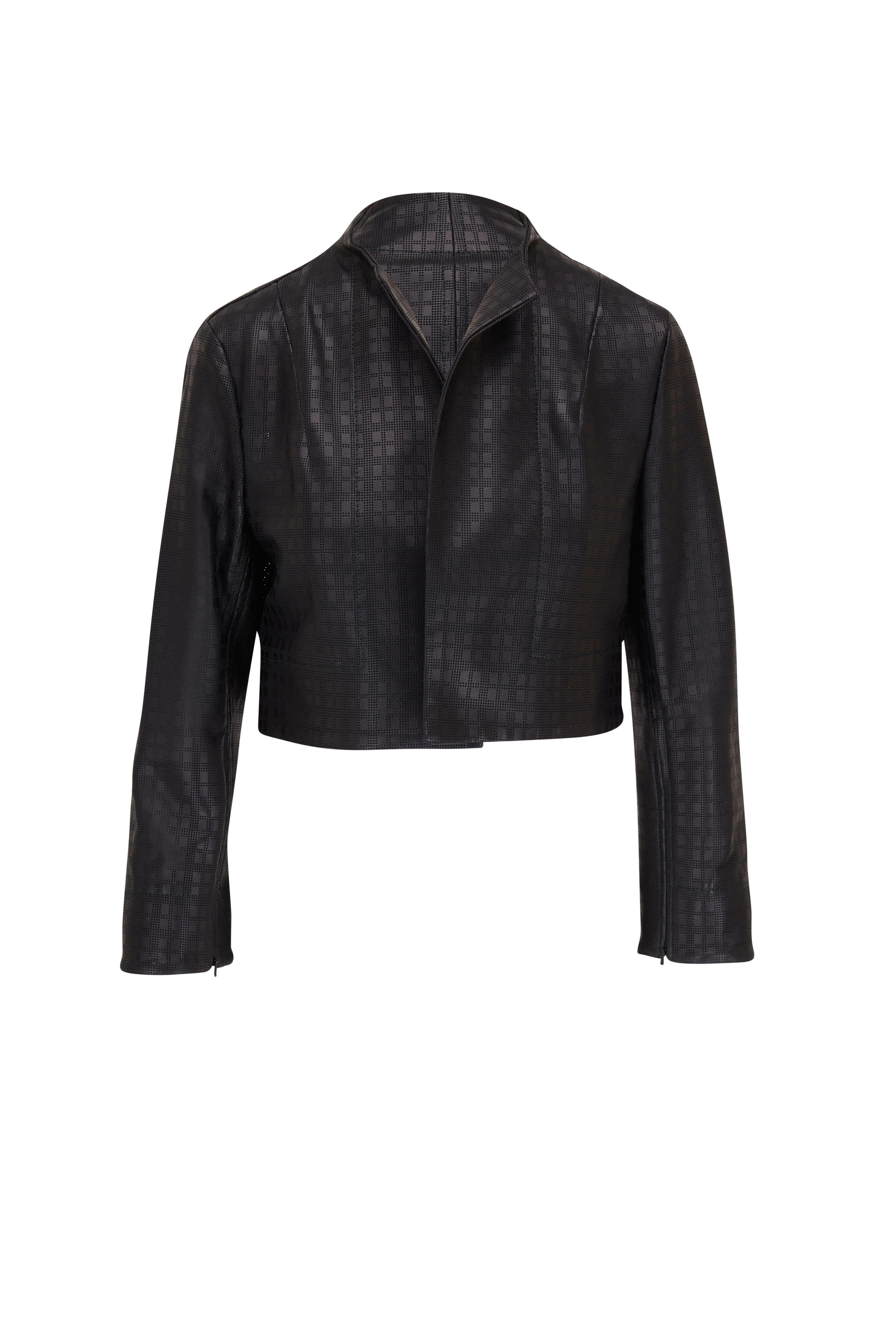 KZ_K Studio - Abstraction Black Leather Cropped Jacket