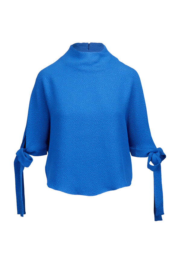 Edeline Lee Pedernal Royal Blue Bubble Jacquard Blouse - view 1