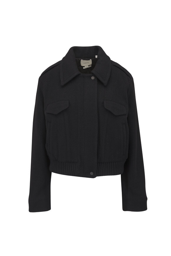 Vince Black Italian Wool Blend Cropped Jacket