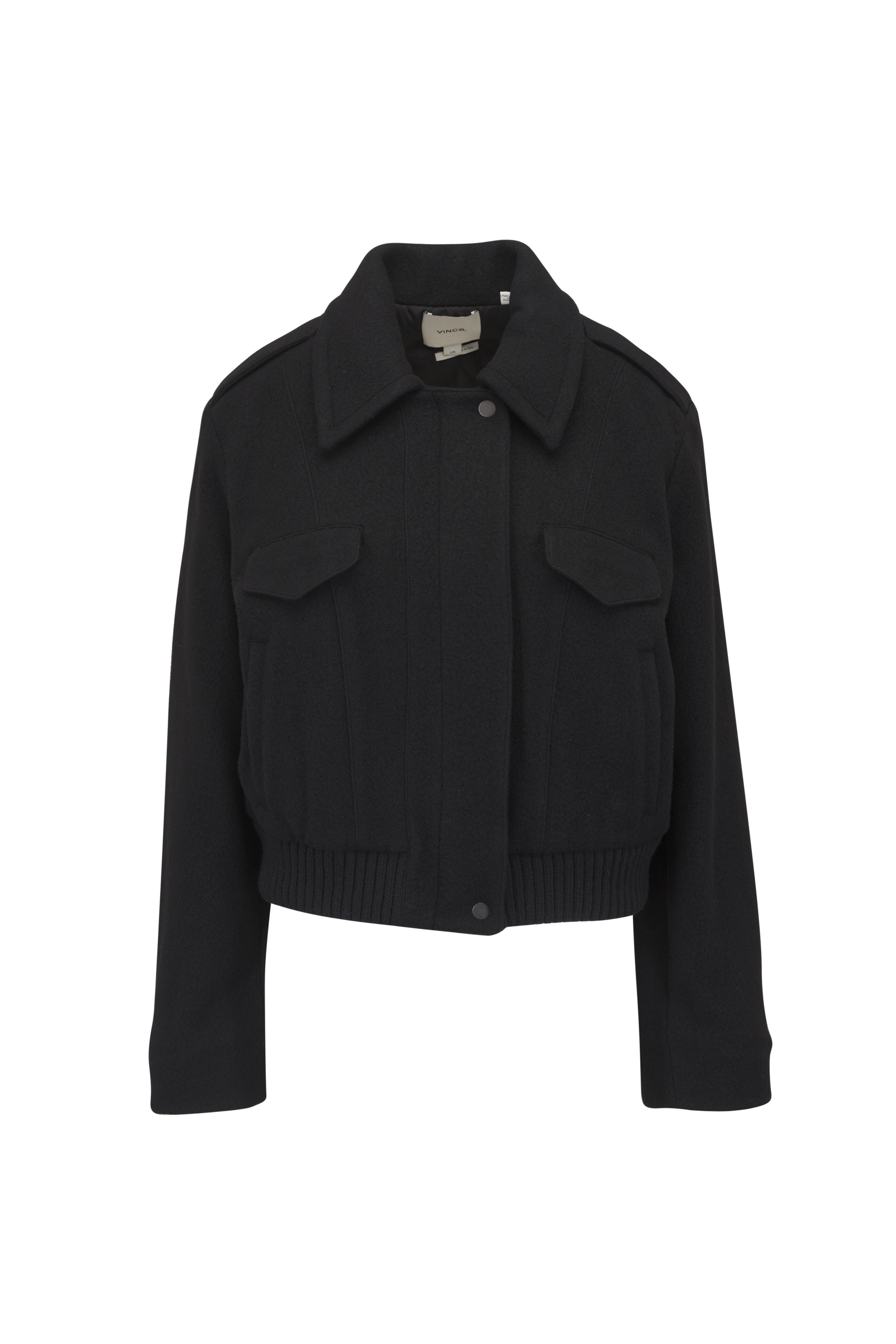 Vince - Black Italian Wool Blend Cropped Jacket
